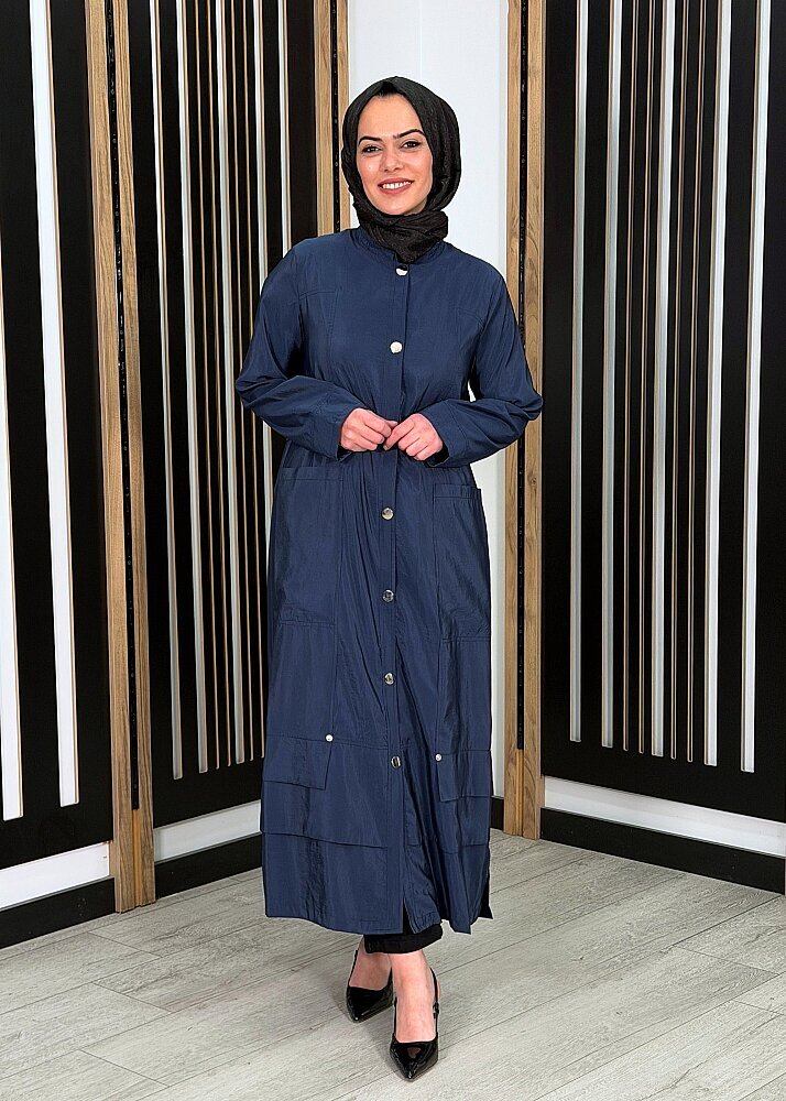 Ceremony Yakası Bağcıklı Önden Çıtçıtlı Safari Kap LACİVERT