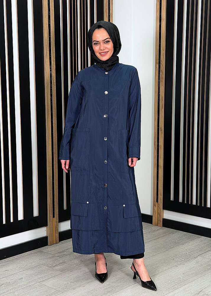 Ceremony Yakası Bağcıklı Önden Çıtçıtlı Safari Kap LACİVERT - 2