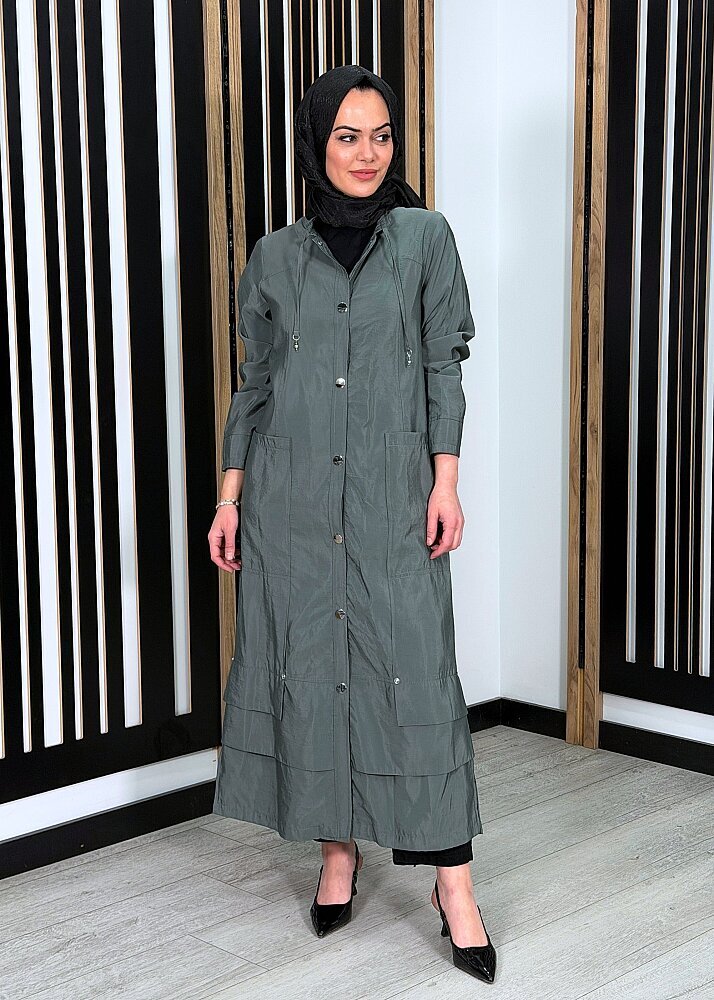 Ceremony Yakası Bağcıklı Önden Çıtçıtlı Safari Kap YEŞİL