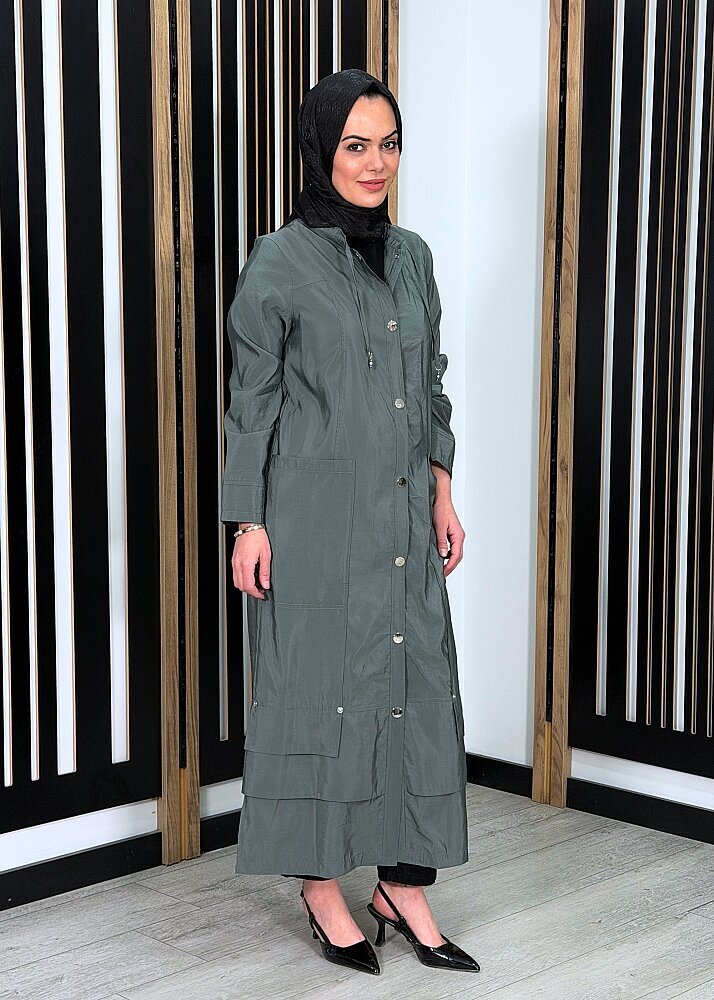 Ceremony Yakası Bağcıklı Önden Çıtçıtlı Safari Kap YEŞİL - 2