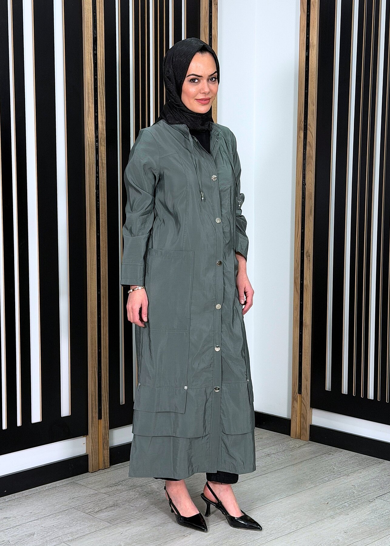 Ceremony Yakası Bağcıklı Önden Çıtçıtlı Safari Kap YEŞİL - 2