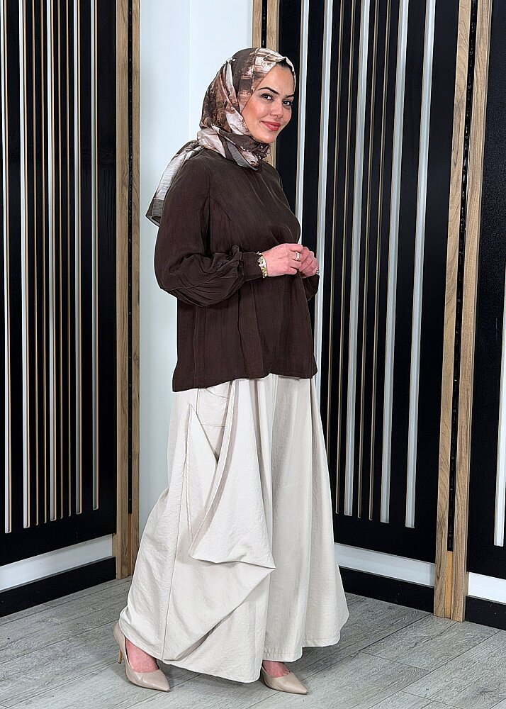 Ceremony Yandan Büyük Torba Cepli Zeyna Pantolon TAŞ