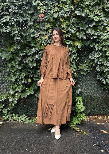 Ceremony Yarasa Kol Etekli Takım KAHVE - 2