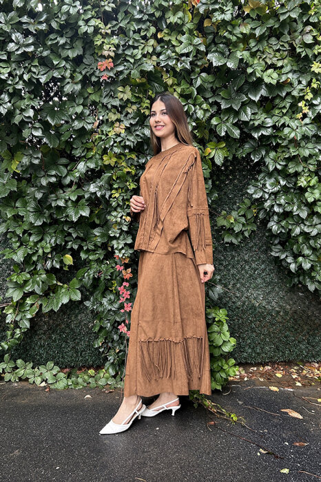 Ceremony Yarasa Kol Etekli Takım KAHVE - 3