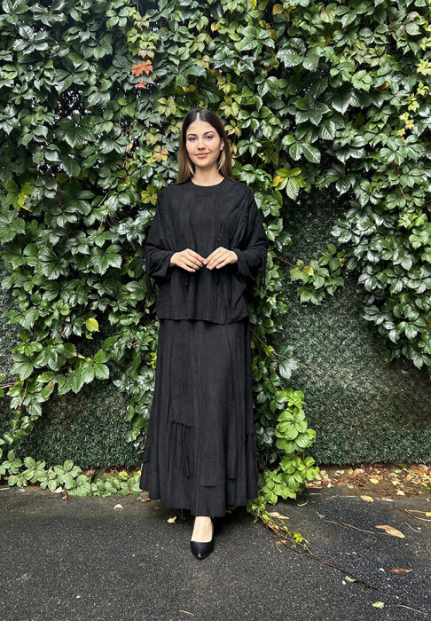 Ceremony Yarasa Kol Etekli Takım SİYAH - 1