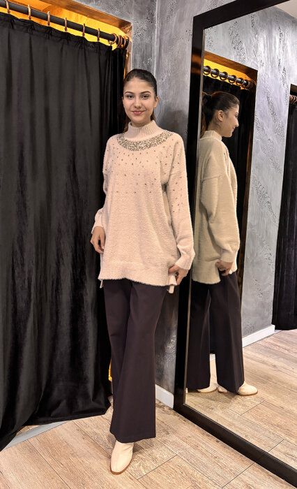 Sentez Kanvas İspanyol Paça Pantolon KAHVE - 2