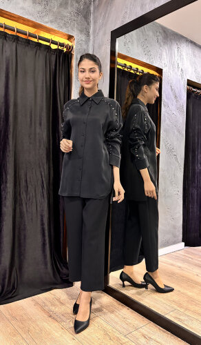 Sentez Milano Boru Paça Pantolon SİYAH 