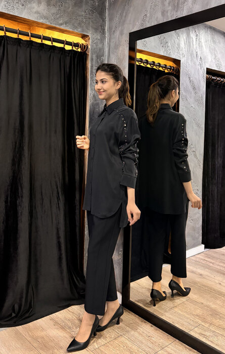 Sentez Milano Boru Paça Pantolon SİYAH - 3