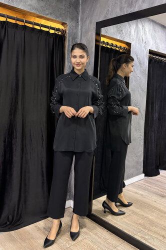 Sentez Milano Boru Paça Pantolon SİYAH - 4