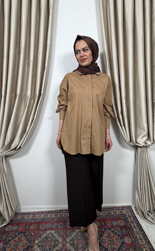 Sentez Queen Kısa Geniş Paça Pantolon KAHVE - 3