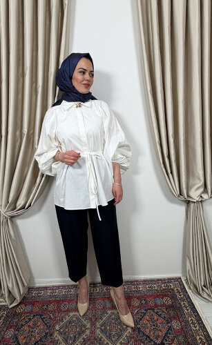 Sentez Roma Arkası Lastikli Pileli Pantolon LACİVERT - 3