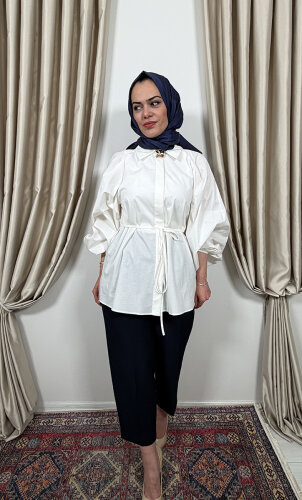 Sentez Roma Arkası Lastikli Pileli Pantolon LACİVERT