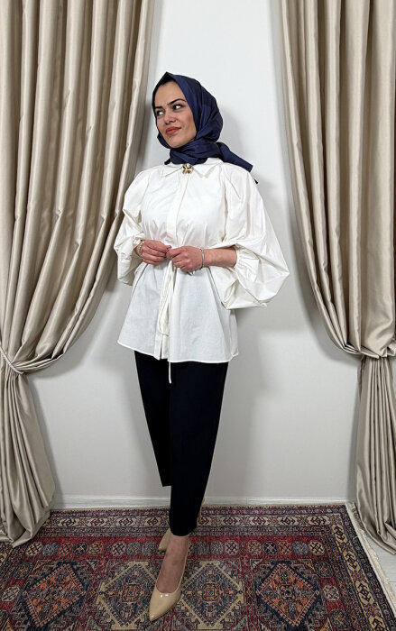 Sentez Roma Arkası Lastikli Pileli Pantolon LACİVERT - 2