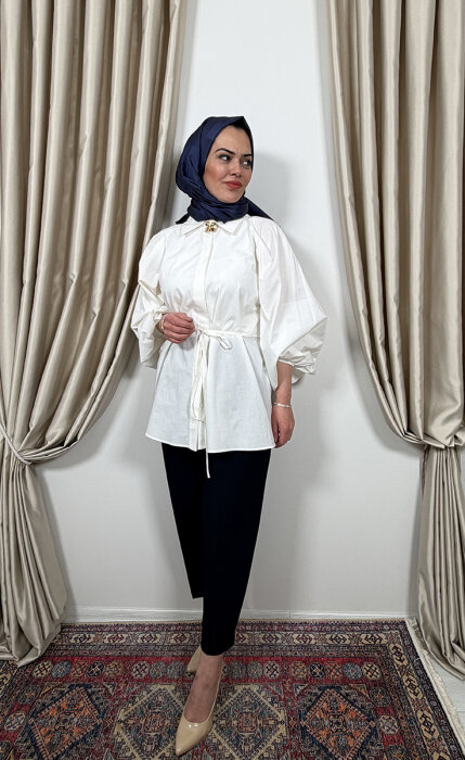 Sentez Roma Arkası Lastikli Pileli Pantolon LACİVERT - 4