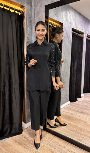 Sentez Sofia Korsajı Apoletli Pantolon SİYAH - 2