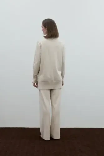 Clande Balıkçıl Yaka Triko Bluz EKRU - 5