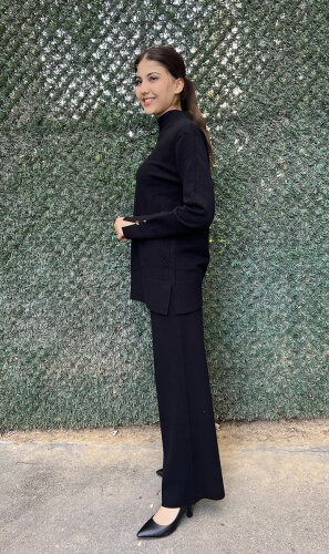 Clande Balıkçıl Yaka Triko Bluz SİYAH - 3