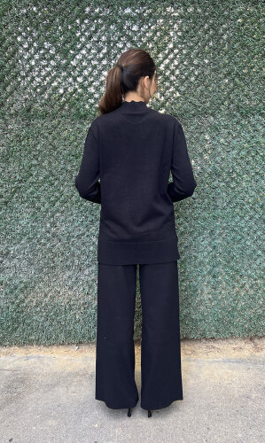 Clande Balıkçıl Yaka Triko Bluz SİYAH - 5