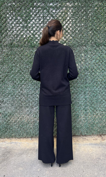 Clande Balıkçıl Yaka Triko Bluz SİYAH - 5