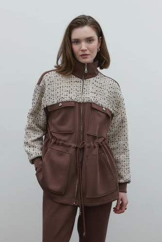 Clande Belden Büzgülü Tüvit Detaylı Tunik KAHVE