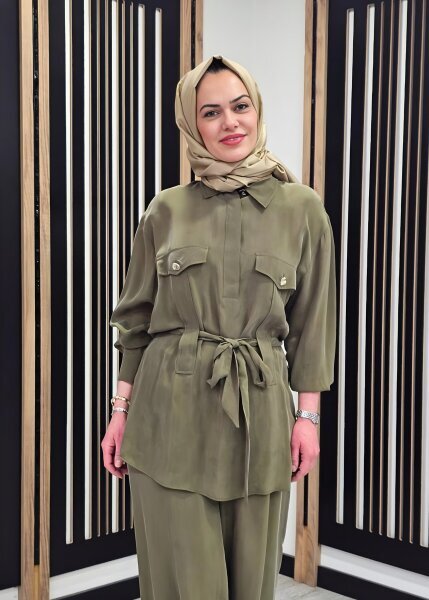 Clande Belden Kuşaklı Tunik HAKİ - 2