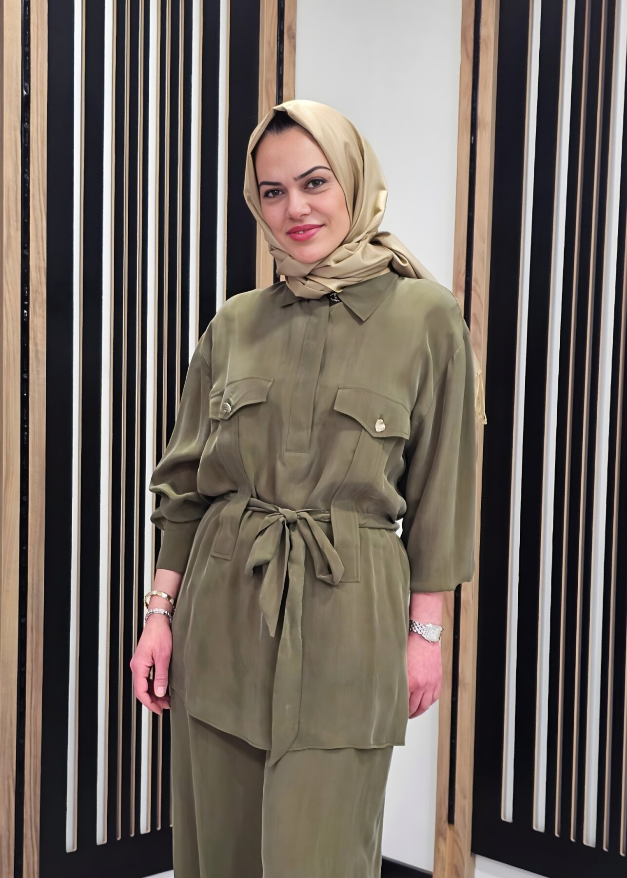 Clande Belden Kuşaklı Tunik HAKİ - 3