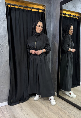 Clande Beli Büzgülü Elbise SİYAH - 2