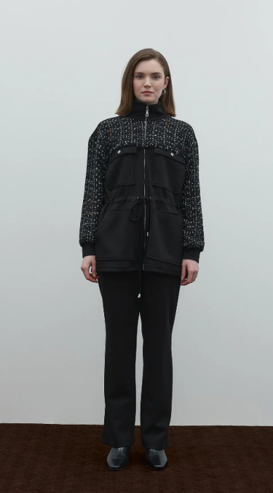 Clande Beli Lastikli Penye Pantolon SİYAH - 1