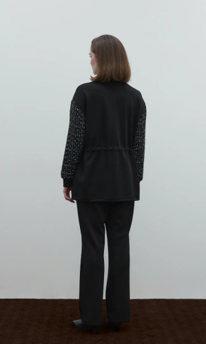 Clande Beli Lastikli Penye Pantolon SİYAH - 3