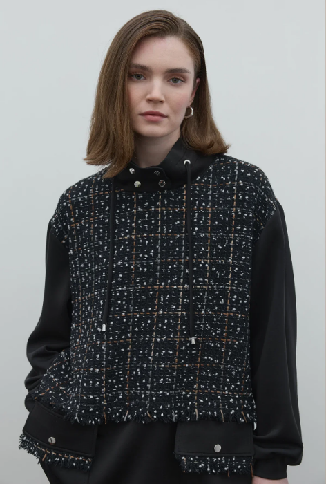 Clande Boynu Büzgülü Önü Tüvit Tunik SİYAH - 5