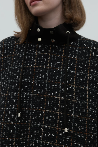 Clande Boynu Büzgülü Önü Tüvit Tunik SİYAH - 4