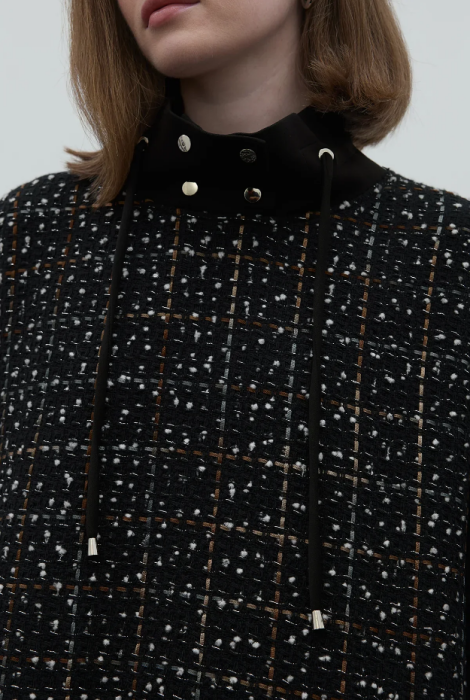 Clande Boynu Büzgülü Önü Tüvit Tunik SİYAH - 4