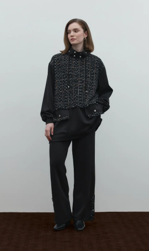 Clande Boynu Büzgülü Önü Tüvit Tunik SİYAH - 3