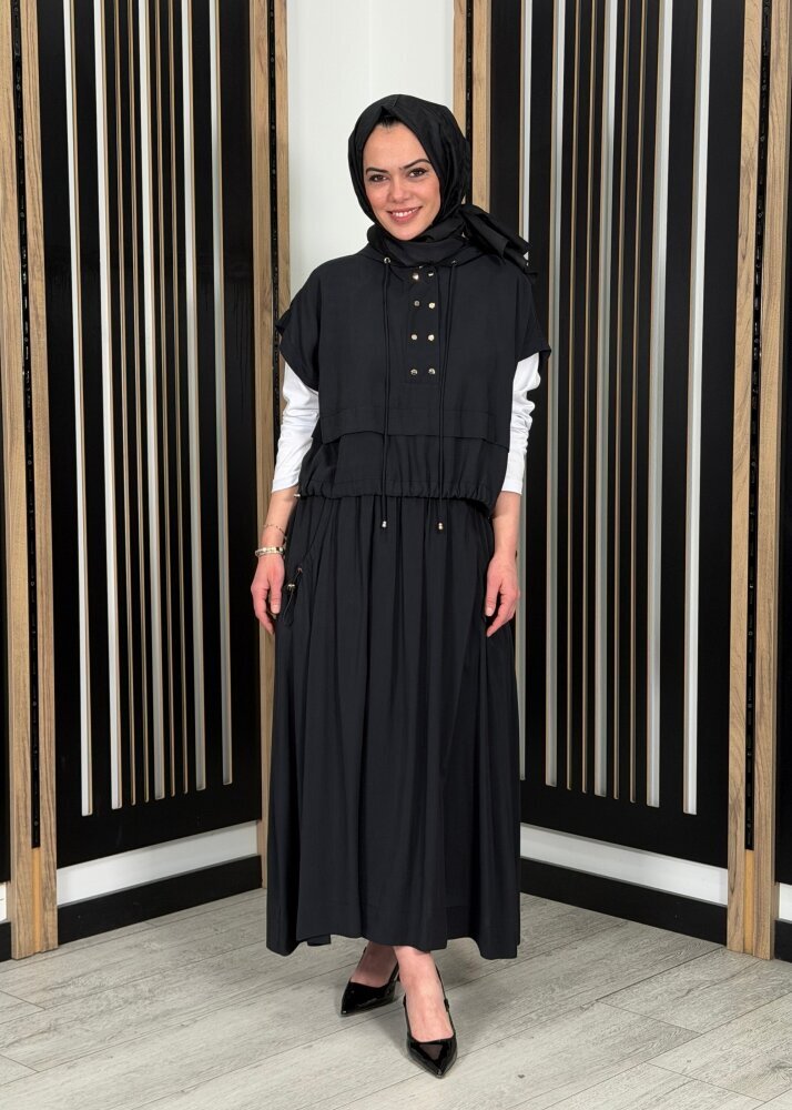 Clande Cepleri Büzgülü Etek SİYAH