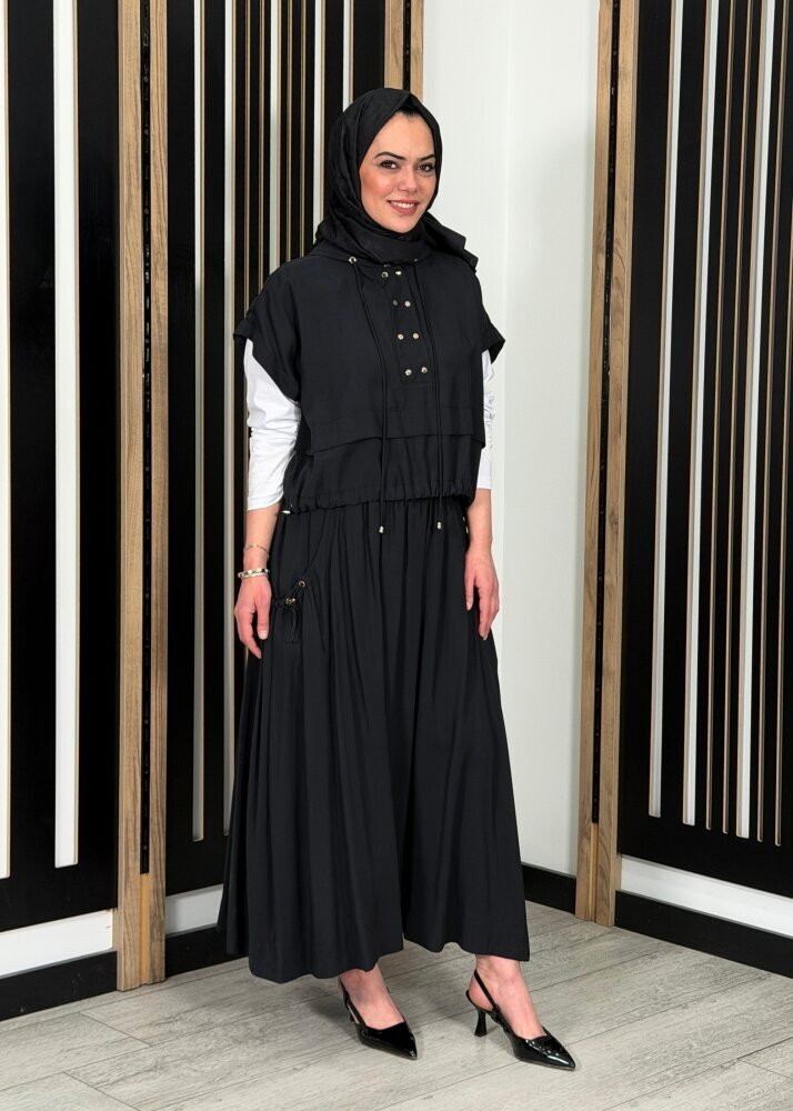 Clande Cepleri Büzgülü Etek SİYAH - 2