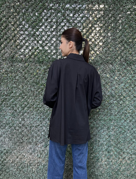 Clande Çiçek Detaylı Gömlek SİYAH - 6