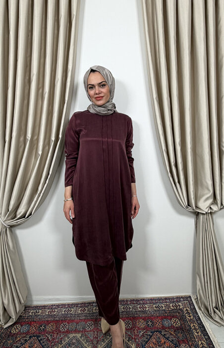 Clande Cupra Uzun Tunik BORDO - 1