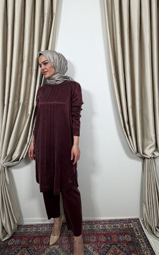 Clande Cupra Uzun Tunik BORDO - 3