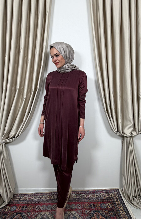 Clande Cupra Uzun Tunik BORDO - 4