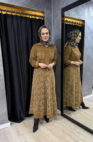 Clande Dantel Etek KAHVE