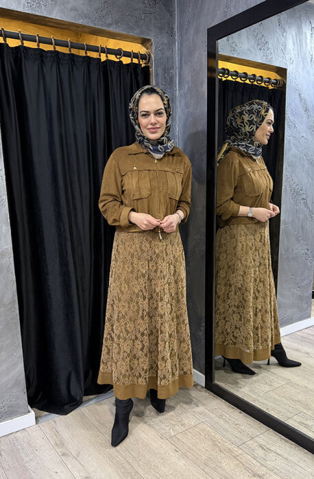 Clande Dantel Etek KAHVE - 1