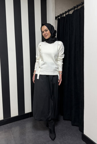 Clande Etek Ucu Büzgülü Etek SİYAH - 2