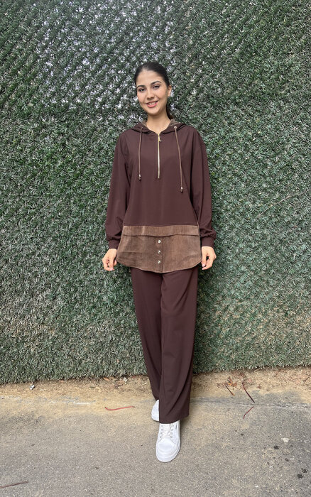 Clande Etek Ucu Cupra Penye Tunik KAHVE - 1