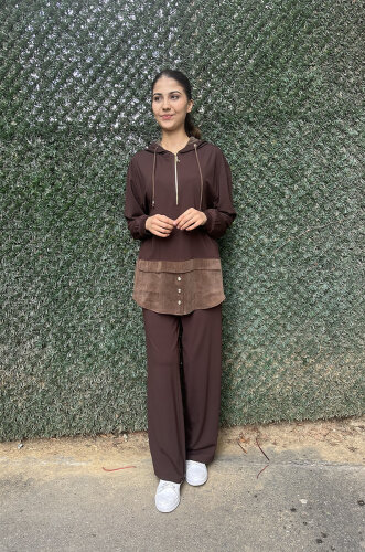 Clande Etek Ucu Cupra Penye Tunik KAHVE (1)