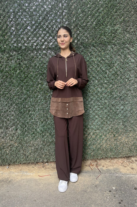 Clande Etek Ucu Cupra Penye Tunik KAHVE - 2