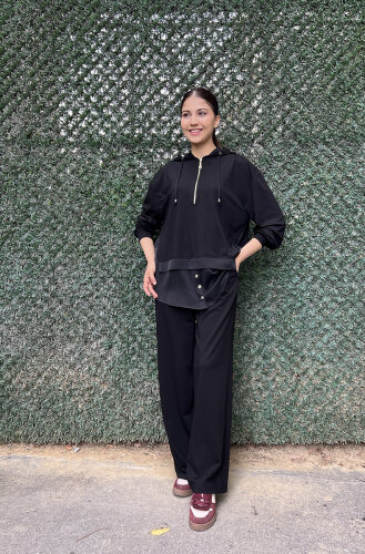 Clande Etek Ucu Cupra Penye Tunik SİYAH (1)