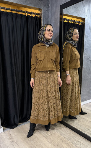 Clande Fermuarlı Kadife Ceket KAHVE - 2