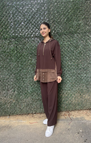 Clande Kemer Kısmı Cupra Penye Pantolon KAHVE - 3