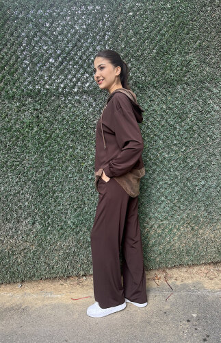 Clande Kemer Kısmı Cupra Penye Pantolon KAHVE - 4