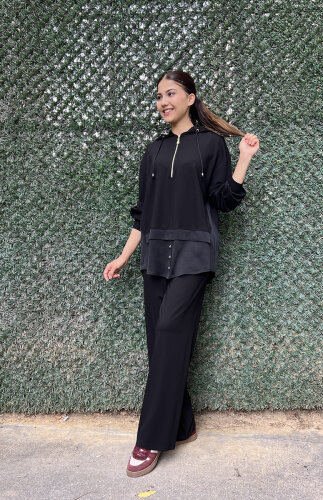 Clande Kemer Kısmı Cupra Penye Pantolon SİYAH - 3